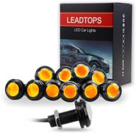 leadtops 10pcs 18mm 12v eagle eye led car fog drl daytime running light backup reverse tail rock lights small bulb (yellow logo