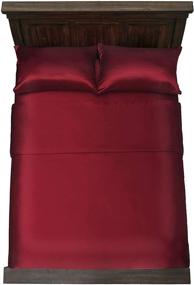 img 1 attached to Premium Red Queen Size 4-Piece Satin Luxury Sheet Set by Baltic Linen