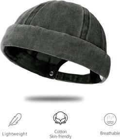 img 2 attached to 🧢 Washed Cotton Rolled Cuff Brimless Docker Beanie Hat for Men and Women, Vintage Skullcap Design - Harbour Hat in Men's Fashion