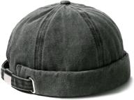 🧢 washed cotton rolled cuff brimless docker beanie hat for men and women, vintage skullcap design - harbour hat in men's fashion logo