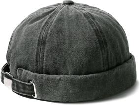 img 4 attached to 🧢 Washed Cotton Rolled Cuff Brimless Docker Beanie Hat for Men and Women, Vintage Skullcap Design - Harbour Hat in Men's Fashion