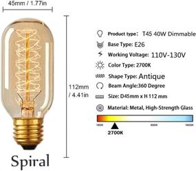 img 3 attached to 💡 Dulousia T45 Edison Light Bulbs - Vintage Style Incandescent Bulbs (6 Pack)