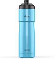 the clean hydration co, sport 23 insulated bike water bottle: easy clean nozzle, easy squeeze for cycling (gloss blue) logo