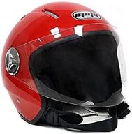 🏍️ red medium mmg motorcycle scooter pilot open face helmet - dot (model 28) with flip-up visor logo