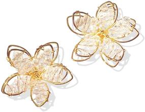 img 4 attached to 🌸 D.Rosse Unique Boho Handmade Chic White Hollow Crystal Double Layer Flower Stud Earrings: Stunning Floral Statement for Women & Girls on Summer Beach Vacation