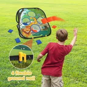 img 3 attached to 🌽 Folding Double-Sided Cornhole Set: Perfect for Toddlers' Backyard Fun