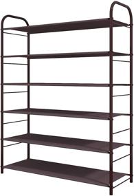 img 4 attached to 👠 JIUYOTREE 6-Tier Shoe Rack Storage Organizer, 31.5" Long Shoe Shelf with Waterproof Non-Woven Fabric, High Capacity, Bronze - Ultimate Shoe Organization Solution