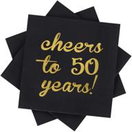 🎉 elcoho 60 pack cocktail napkins - 50th birthday decorations luncheon napkins for anniversary party supplies - cheers to 50 years design - 2 ply, 5x5 inches logo