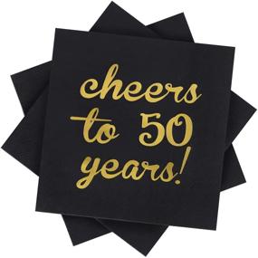 img 4 attached to 🎉 Elcoho 60 Pack Cocktail Napkins - 50th Birthday Decorations Luncheon Napkins for Anniversary Party Supplies - Cheers to 50 Years Design - 2 Ply, 5x5 Inches