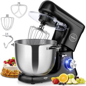 img 4 attached to TOBEELEC Stand Mixer 7.4Qt: Powerful 660W Tilt-Head Household Food Mixer for Kitchen with Stainless Steel Bowl & Multiple Attachments (Black)