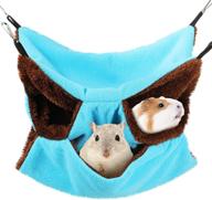 triple-layer small pet cage hammock with fleece bedding - ideal for chinchilla, parrot, guinea pig, ferret, squirrel, hamster, rat - blue and brown логотип