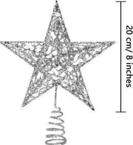 img 3 attached to URATOT Glitter Metal Christmas Tree Topper - 8 Inches Silver Hallow Wire Star Treetop Decoration for Christmas Home