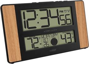 img 2 attached to 🕒 La Crosse Technology Atomic Digital Clock with Outdoor Temperature - Oak Finish, 0