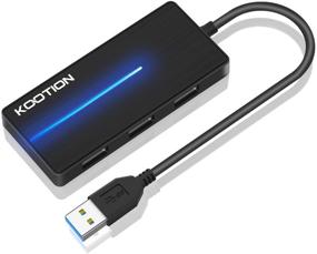 img 3 attached to 🔌 KOOTION USB 3.0 Hub with SD/TF Card Reader Ports: Ultra Slim 3-Port Data Hub with LED Indicator, Black - Efficient USB 3.0 Connectivity