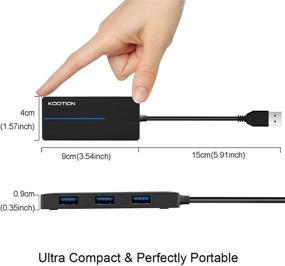 img 2 attached to 🔌 KOOTION USB 3.0 Hub with SD/TF Card Reader Ports: Ultra Slim 3-Port Data Hub with LED Indicator, Black - Efficient USB 3.0 Connectivity