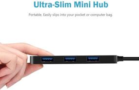 img 1 attached to 🔌 KOOTION USB 3.0 Hub with SD/TF Card Reader Ports: Ultra Slim 3-Port Data Hub with LED Indicator, Black - Efficient USB 3.0 Connectivity
