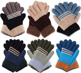 img 2 attached to 🧤 Soft and Warm Fuzzy Interior Lined Gloves 6-Pack for Toddler-Kids: Cozy Winter Accessories