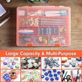 img 2 attached to 📦 DANYING Plastic Organizer Box with Adjustable Dividers - 36 Grids Storage Container for Small Items and Office Supplies - Ideal for Beads, Crafts, Fishing Tackles - Inner Height: 1.3 Inches