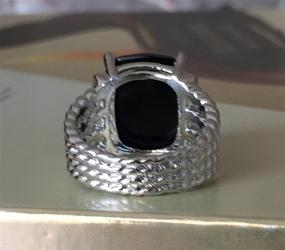 img 1 attached to 💍 Stunning 16x12mm Black Onyx Ring with Simulated Pave Diamonds - Size 7, 9 - Designer Inspired"