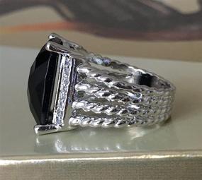 img 2 attached to 💍 Stunning 16x12mm Black Onyx Ring with Simulated Pave Diamonds - Size 7, 9 - Designer Inspired"