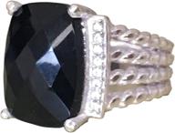 💍 stunning 16x12mm black onyx ring with simulated pave diamonds - size 7, 9 - designer inspired" logo