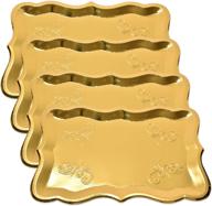 🍽️ pack of 10 gold rectangular trays for dessert table serving at parties - 9" x 13" sturdy disposable paper cardboard in elegant shape for platters, cupcakes, birthdays, weddings, and more - food safe logo