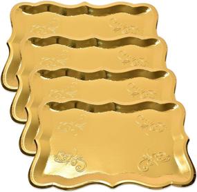 img 4 attached to 🍽️ Pack of 10 Gold Rectangular Trays for Dessert Table Serving at Parties - 9" x 13" Sturdy Disposable Paper Cardboard in Elegant Shape for Platters, Cupcakes, Birthdays, Weddings, and More - Food Safe