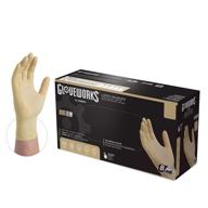 gloveworks hd industrial ivory latex gloves, medium size, 8 🧤 mil, powder free, textured surface, disposable - box of 100 (ilhd44100-bx) logo