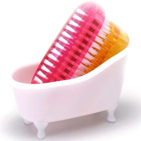 img 3 attached to 🧼 Fingernail Brush for Men, Women, and Kids - Soft & Stiff Bristles - Finger & Foot Nail Scrub Brushes - Small Plastic Bathtub for Soap - Foot Scrubber