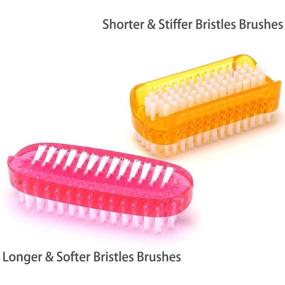 img 2 attached to 🧼 Fingernail Brush for Men, Women, and Kids - Soft & Stiff Bristles - Finger & Foot Nail Scrub Brushes - Small Plastic Bathtub for Soap - Foot Scrubber