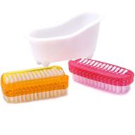 🧼 fingernail brush for men, women, and kids - soft & stiff bristles - finger & foot nail scrub brushes - small plastic bathtub for soap - foot scrubber logo