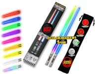 led lightsaber chopsticks - light up star wars glow-in-the-dark light saber chopsticks - reusable sushi lightup sabers with removable handle - dishwasher safe - 8 color modes - 1 pair logo