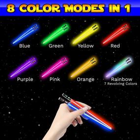 img 3 attached to LED Lightsaber Chopsticks - Light Up Star Wars Glow-in-the-Dark Light Saber Chopsticks - REUSABLE Sushi Lightup Sabers with Removable Handle - Dishwasher Safe - 8 Color Modes - 1 Pair