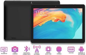 img 2 attached to Гугл-сертифицировший планшет Azpen HD с Android 8.1 Oreo - 10,1 дюйма (черный) + бонусная Bluetooth-клавиатура, чехол и подставка включены (A1046B)