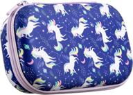 cute and sturdy unicorn pencil box for girls - holds 60 pens, secure zipper closure - perfect school storage container (unicorns) логотип