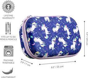 img 2 attached to Cute and Sturdy Unicorn Pencil Box for Girls - Holds 60 Pens, Secure Zipper Closure - Perfect School Storage Container (Unicorns)