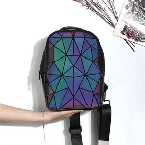 img 2 attached to Geometric Holographic Reflective Backpack Lumikay Purse Irredescent Crossbody Bag Prism Sling Bag for Women Men NO.A - Luminous