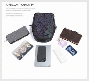 img 1 attached to Geometric Holographic Reflective Backpack Lumikay Purse Irredescent Crossbody Bag Prism Sling Bag for Women Men NO.A - Luminous