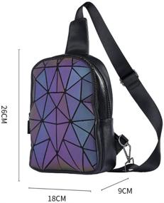 img 3 attached to Geometric Holographic Reflective Backpack Lumikay Purse Irredescent Crossbody Bag Prism Sling Bag for Women Men NO.A - Luminous