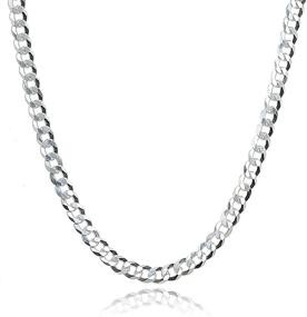 img 4 attached to 💎 Sterling Silver 2.5mm Diamond-Cut Italian Cuban Curb Link Chain Necklace - Ideal for Men & Women