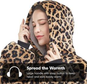 img 3 attached to Cozy up in Style: Oversized Plush Sherpa Wearable Blanket Hoodie for Men and Women - Leopard, One Size Fits All - 38x32