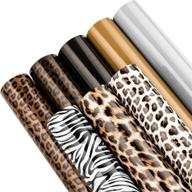 whaline leopard patterned heat transfer vinyl: add style and elegance to diy fabric t-shirts, crafts, and holiday gifts with black gold grey htv iron-on adhesive sheets in 2 sizes logo