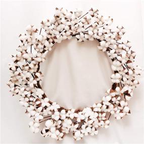 img 4 attached to 🌼 Premium Real Cotton Wreath - Adjustable Stems with 110 Cotton Bolls - Natural White Flower Bolls for Front Door Festival Hanging Decorations - Welcome Décor