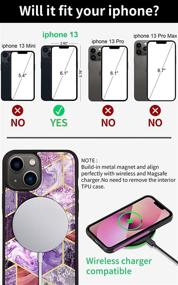 img 1 attached to Marble Purple Detachable Folio Leather Wallet Case for iPhone 13 with RFID Blocking, Card Holder, Strap, and MagSafe Charger Compatibility