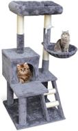 korimefa cat tree tower: natural sisal scratching post, activity platform, plush mouse hanging ball toy - perfect furniture for small kittens and cats to play, relax and stay active logo