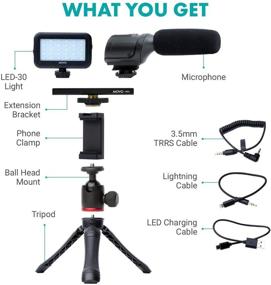 img 3 attached to Movo iVlogger- iPhone/Android Compatible Vlogging Kit with Phone Tripod, Mount, LED Light, and Shotgun Microphone for YouTube, Vlogs, and Phone Video Recording