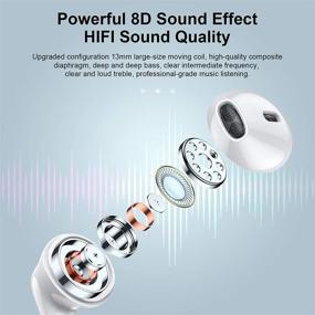 img 2 attached to 🎧 Waterproof Wireless Earbuds with Bluetooth 5.0, Built-in Mic, USB-C Quick Charge, 13mm Driver, Noise Cancelling, 25Hrs Playtime, Deep Bass, Touch Control Headset, Wireless Charging Included
