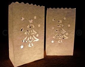 img 2 attached to 🎄 CleverDelights 20 Count White Luminary Bags with Christmas Tree Design - Ideal for Wedding Parties, Christmas Holidays, and Luminaria