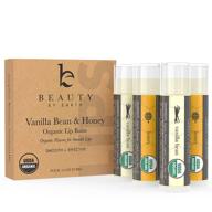organic honey vanilla lip balm - 4 pack | natural lip moisturizer for dry lips | lip care gifts for women or men | lip repair, organic chapstick logo