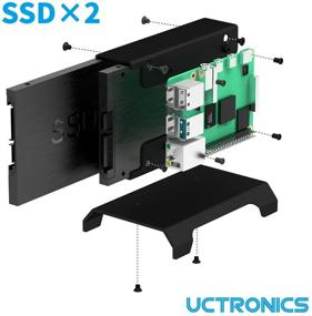 img 1 attached to Чехол UCTRONICS для Raspberry Pi SSD, металлическая вертикальная подставка для двух SSD-накопителей размером 2,5 дюйма 📦 и Raspberry Pi 4, 3B/3B+ и других моделей B - улучшенный SEO.